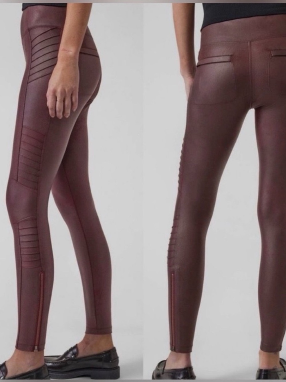 Athleta Women’s Delancey Gleam Moto Tight - Burgundy Plum - Size M